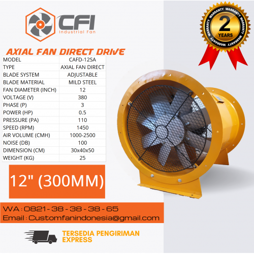 AFD Axial Fan Direct Drive 12" (0.5HP/3PHASE/1450RPM) Steel Adjustable