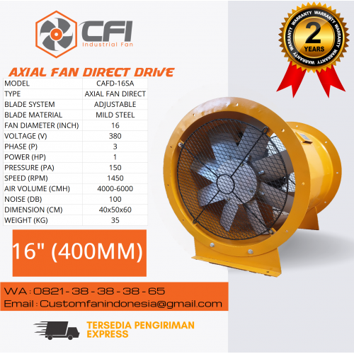 AFD Axial Fan Direct Drive 16" (1HP/3PHASE/1450RPM) Steel Adjustable