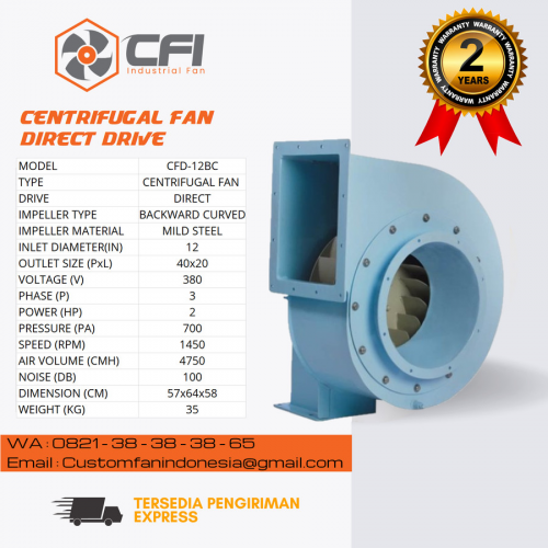 Centrifugal Fan Direct Drive 12" (2HP/3PHASE/1450RPM)